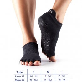 Calcetines de yoga ToeSox Low Rise negro sin dedos